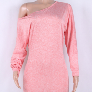 Pink Off Shoulder Loose Casual Dress
