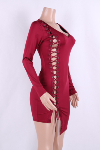 Bandage Side Sexy Long-Sleeves Body Party Dress