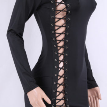 Bandage Side Sexy Long-Sleeves Body Party Dress