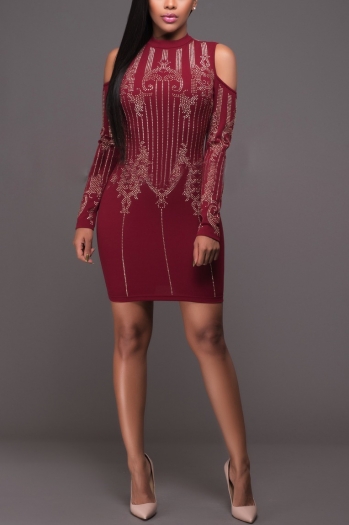 Rivet Hollow Sleeves High Quality Fashion Mini Dress
