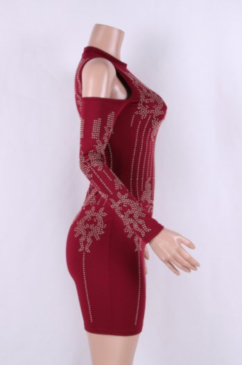 Rivet Hollow Sleeves High Quality Fashion Mini Dress