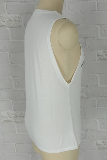Women's White Printed Vest