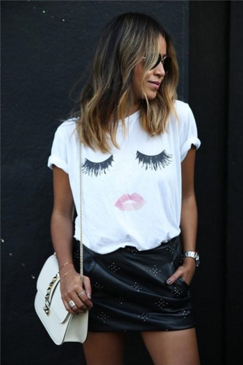 Lips Lash Printed White Fashion Shirt