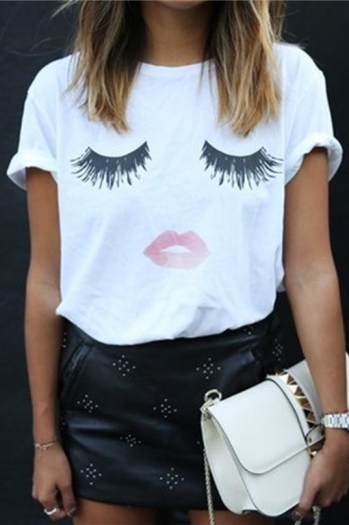 Lips Lash Printed White Fashion Shirt