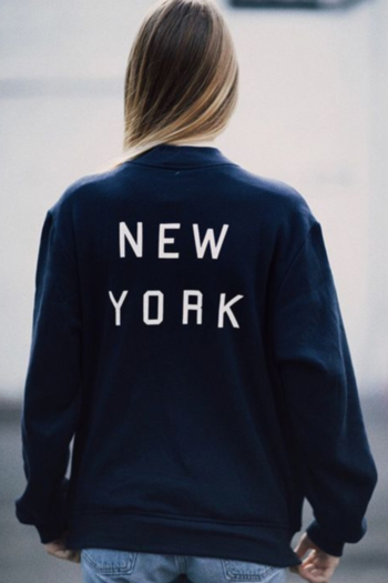 NEW YORK Print Long-Sleeves Sweatshirts Coat