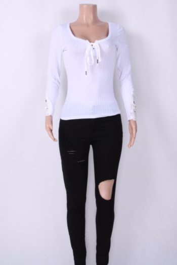 White Lace-Long-Sleeves Cotton Top