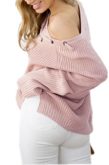 Women's Fashion Loose Long-Sleeves Bandage Sweaters 