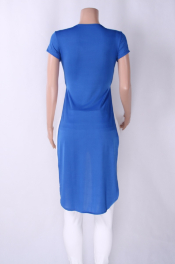 Women's Blue High Slit Fashion T-Shirt