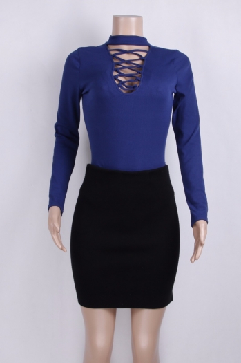 Women's Bandage Knitting Long-Sleeves Sexy Bodysuit