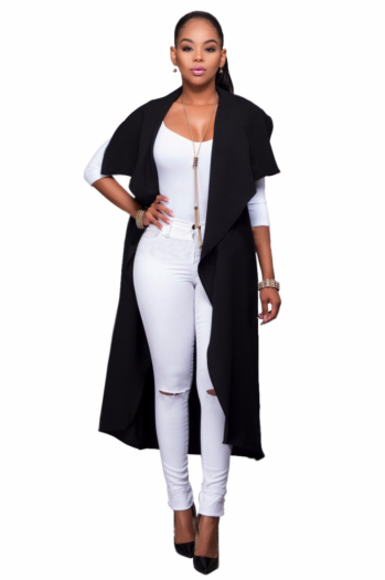 Women's Solid Fashion High Waist Trench Plus Jacket