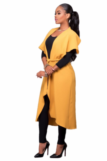 Women's Solid Fashion High Waist Trench Plus Jacket