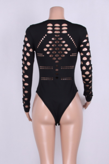 Hollow Long-Sleeves Sexy Tight Bodysuit