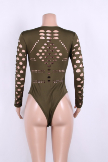 Hollow Long-Sleeves Sexy Tight Bodysuit