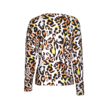 Leopard Deep V-Necked Long-Sleeves Fashion Top