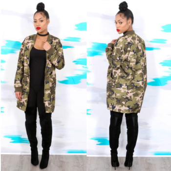 Camouflage Loose Maxi Casual Jacket