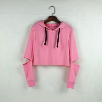Solid Hooded Loose Hollow Sleeves Casual Sweater