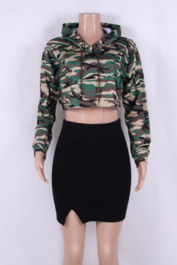 Camouflage Hooded Short Casual COTTON sweater 