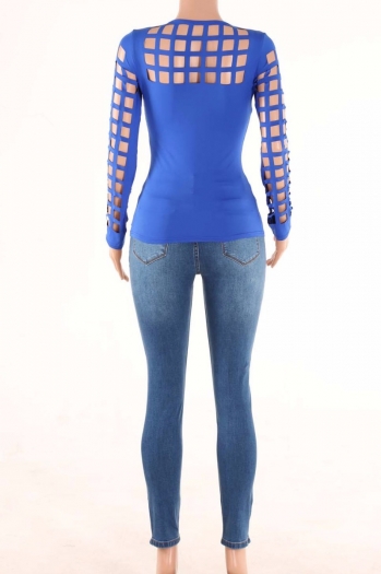 Hollow Long Sleeves Sexy Solid Top