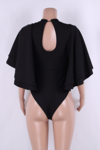 Black Flounced High Quality Thick Body Suit 