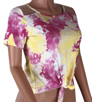 Printing Knotted Irregular Casual Top