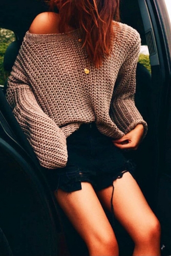 winter concise loose hollow sweater top