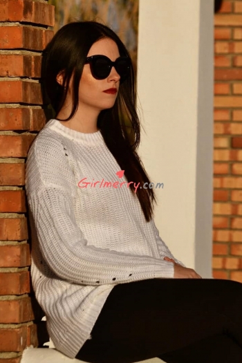 casual hollow round neck loose sweater