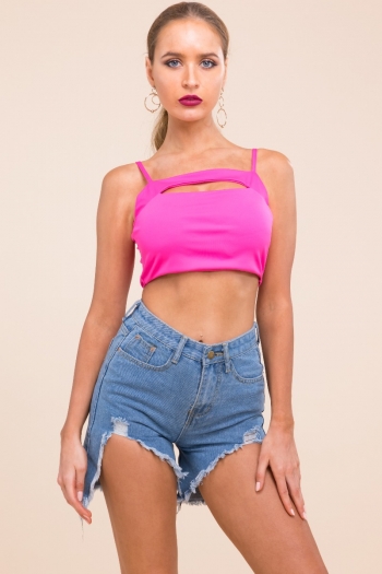 New 4 colors adjustable strap hollow short tops
