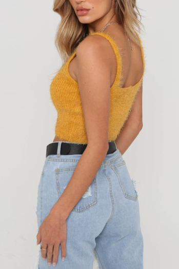 Sling strapless umbilical mohair sweater