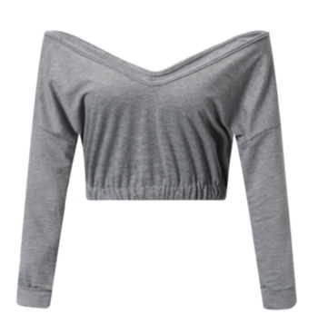Autumn and winter new fashion long-sleeved elastic solid color short paragraph belly navel V-neck sweater
