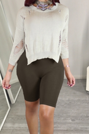 sexy knit hole front short long slit sweater top
