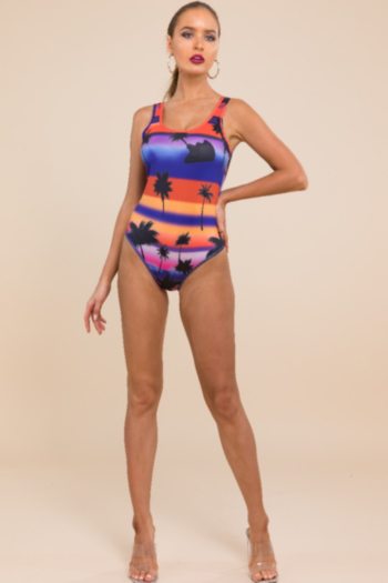 Sexy hot multicolor printed high stretch bodysuit