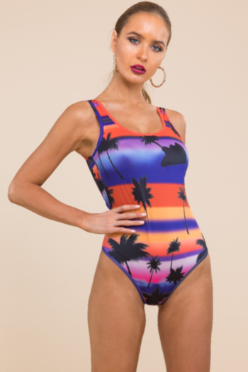 Sexy hot multicolor printed high stretch bodysuit