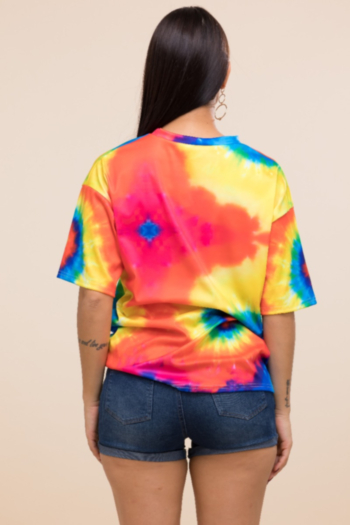 Plus size stylish casual digital printed round neck stretch T-shirt(run big)