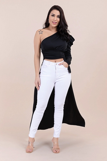 autumn new solid color stretch one-shoulder irregular stylish personality tops (new added colors)