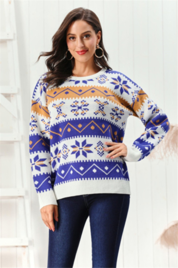 merry christmas stylish loose round-neck knitted sweater