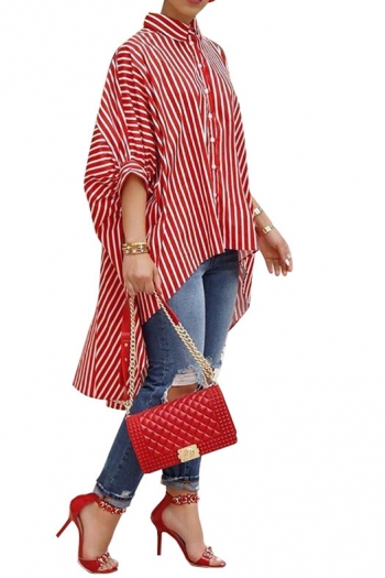 red&white stripe oversize casual shirt