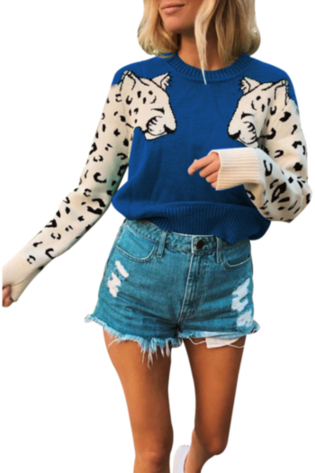 autumn new stylish four colors leopards stretch casual sweater