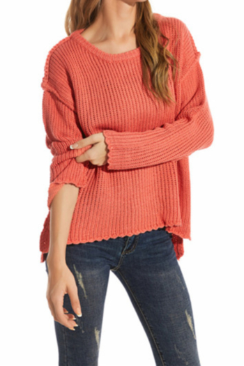 autumn new stylish solid color loose irregular warm thick sweater