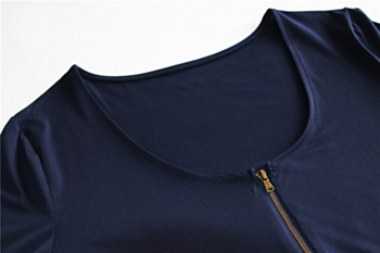 Plus size four colors solid color new stylish zip-up button stretch fit soft bodysuit