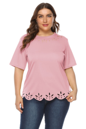 plus size new stylish solid color hollow loose micro elastic casual tops (new added colors)