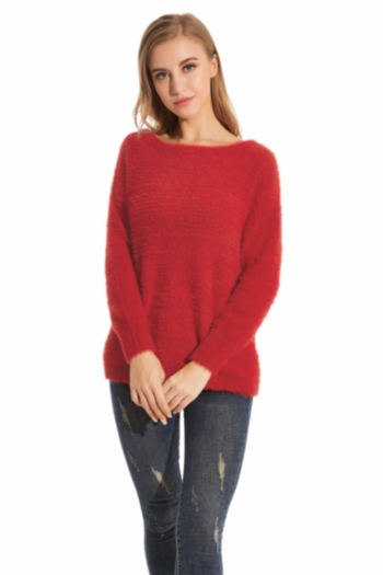 autumn new stylish solid color loose micro-elastic casual sweater