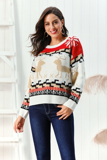 autumn winter new stylish snowflake elk pattern loose stretch casual cute sweater