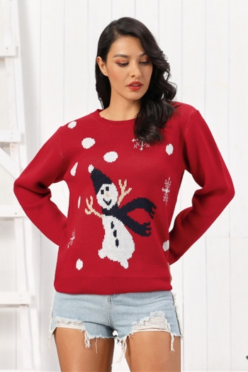 winter new stylish snowman pattern wave point loose stretch sweater