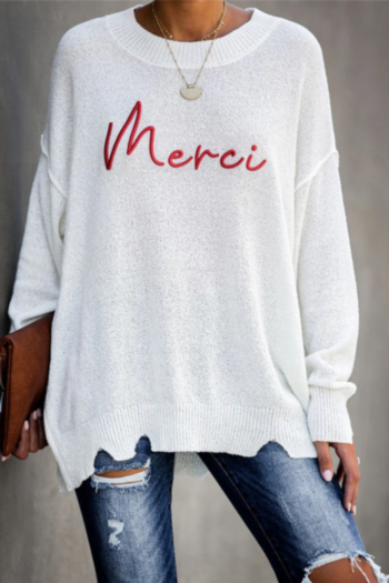 new stylish loose stretch letter print casual sweater