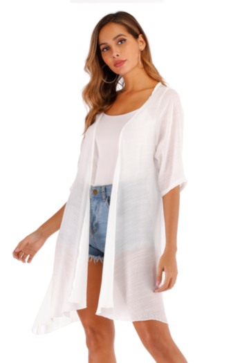 New stylish solid color sun protection loose elbow sleeves irregular thin cardigan