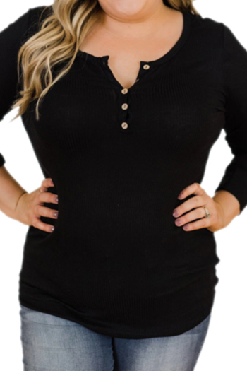 New stylish plus size single breasted slim stretch solid color simple basic knitwear