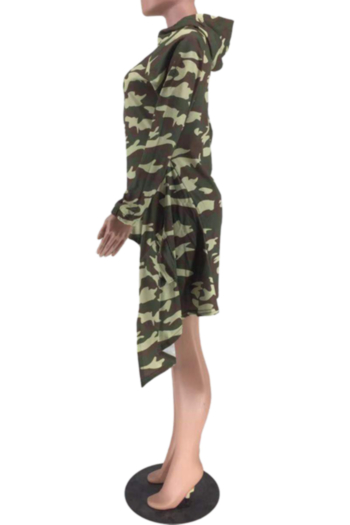 New stylish plus size three colors hooded zip-up pocket camo batch printing stretch jackets