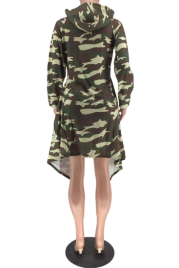 New stylish plus size three colors hooded zip-up pocket camo batch printing stretch jackets
