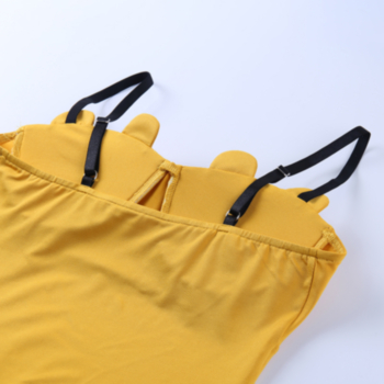 New stylish bear print adjustable slim stretch padded cute simple bodysuit