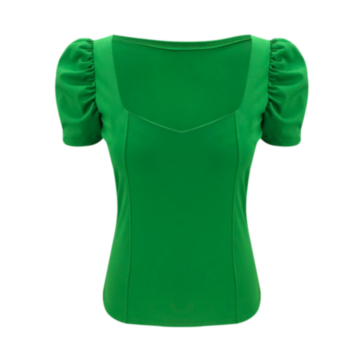 New stylish three colors U neck pleated short sleeve slim micro-elastic simple tops
